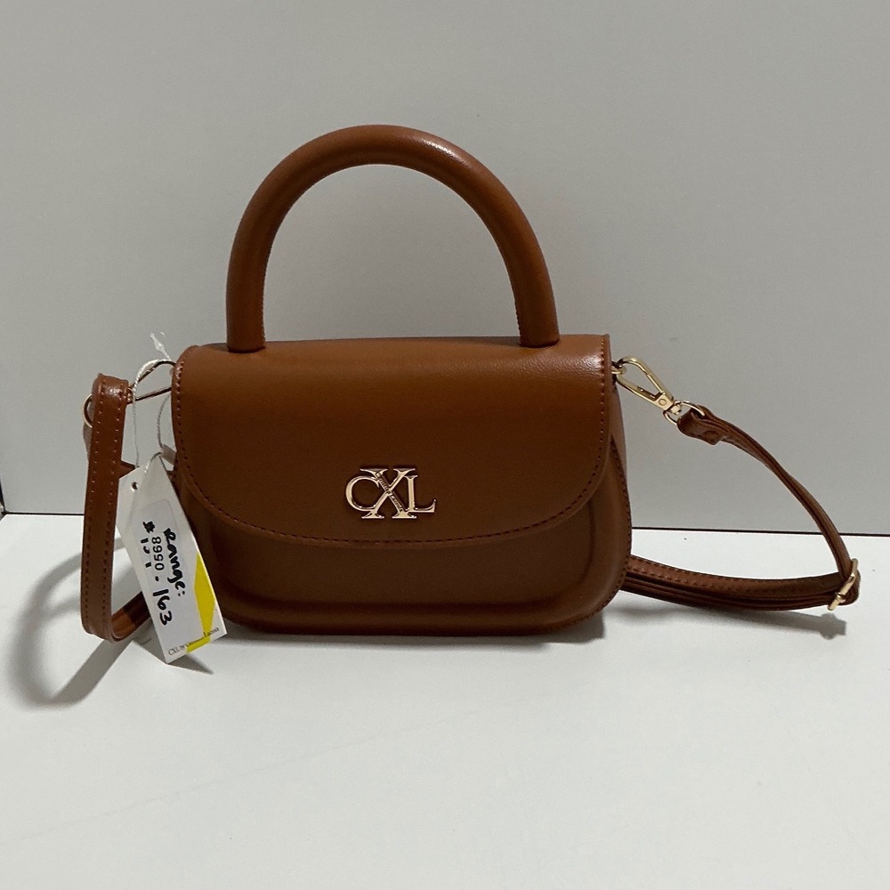 CXL by Christian Lacroix Cognac Brown Mini Crossbody Bag Top Handle Gold